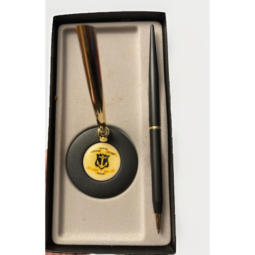 Quill Ball Point Pen And Holder  State of Rhode Island Vintage In Box